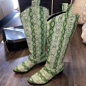 Faux Leather Snake Print Cowboy Boots Never Worn